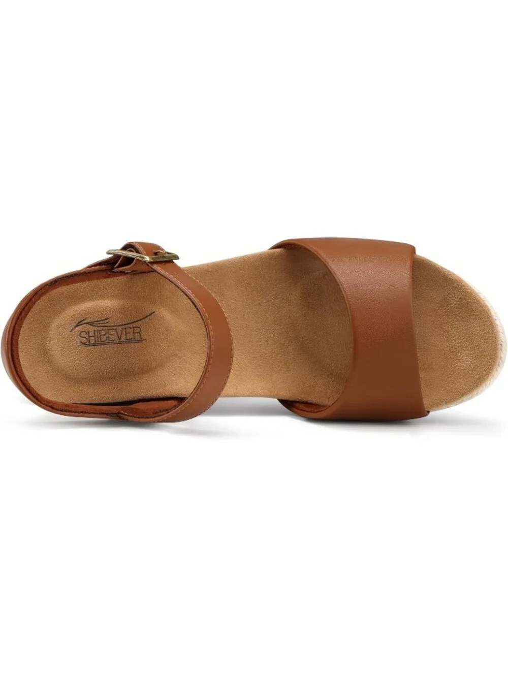 Women's Brown Rope Comfortable Adjustable Ankle Strap with Buckle Heel Sandals